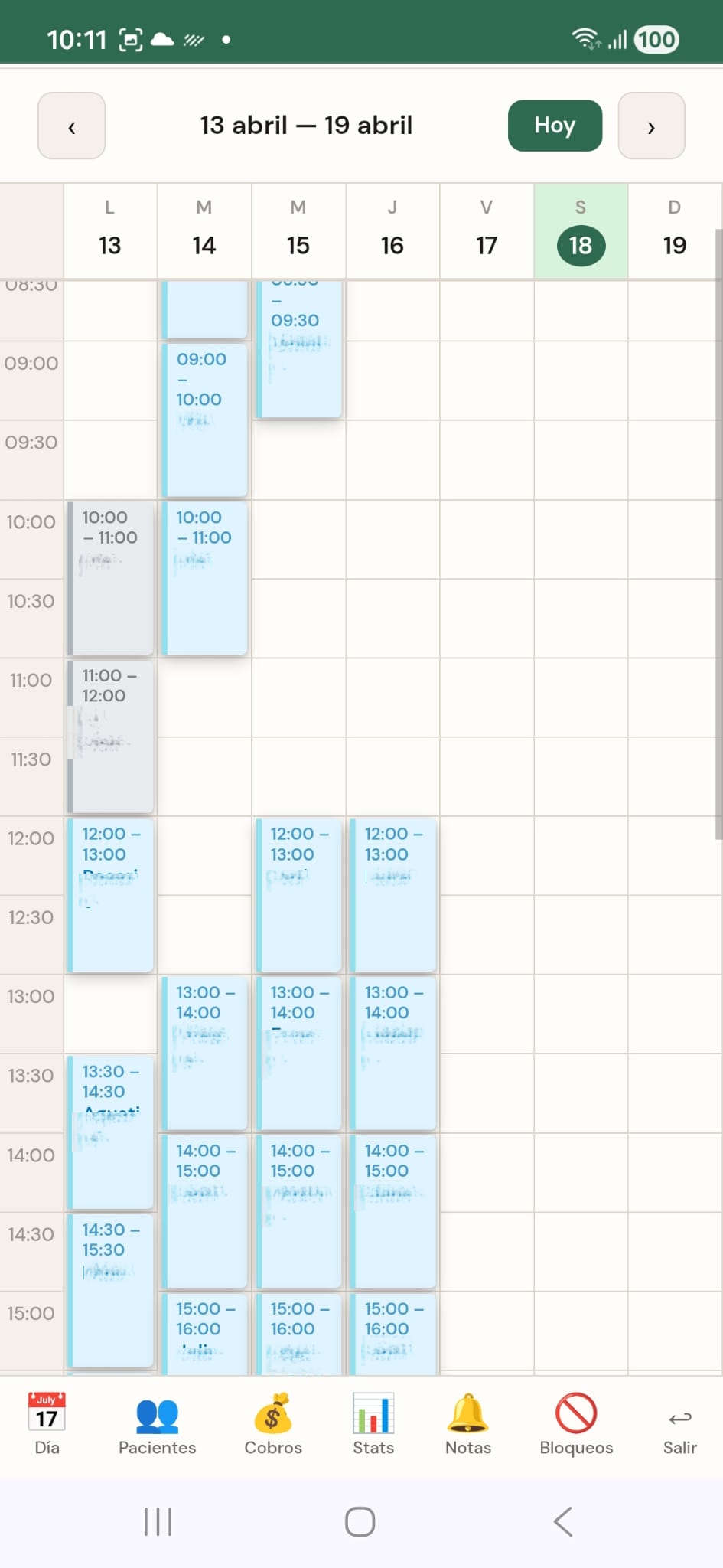 Agenda semanal Tempus